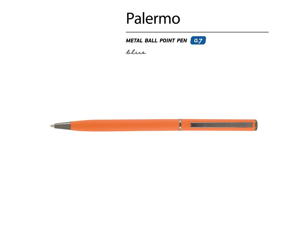 Ручка шариковая автоматическая BrunoVisconti® PALERMO цвет корпуса оранжевый, soft-touch, 0.7 мм
