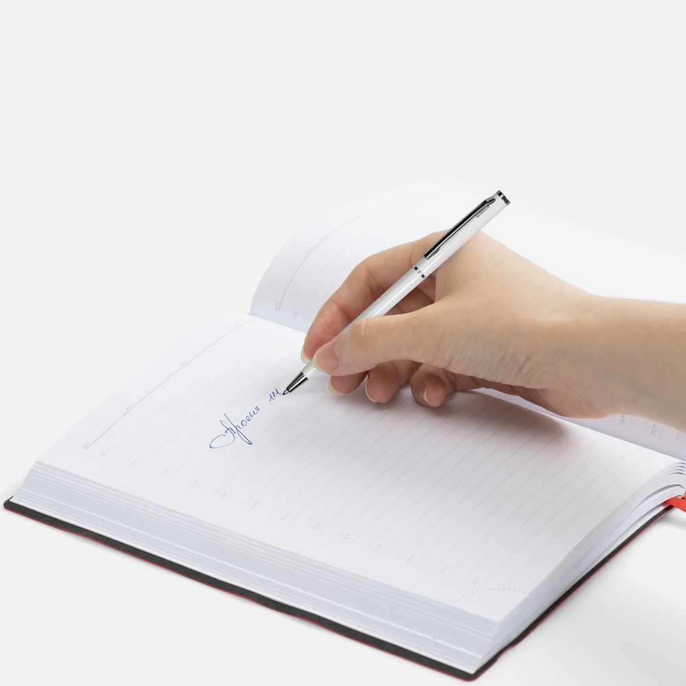 Ручка шариковая Hotel Chrome, ver.2, глянцевая белая