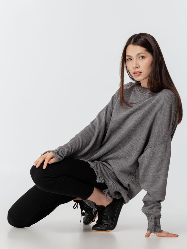 Джемпер оверсайз унисекс Grunge, серый