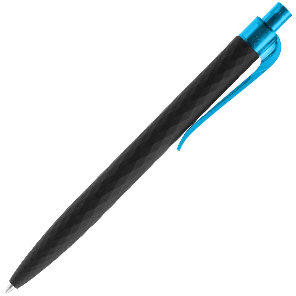 Ручка шариковая Prodir QS01 PRT-P Soft Touch, черная с голубым Ручка шариковая Prodir QS01 PRT-P Soft Touch, черная с голубым