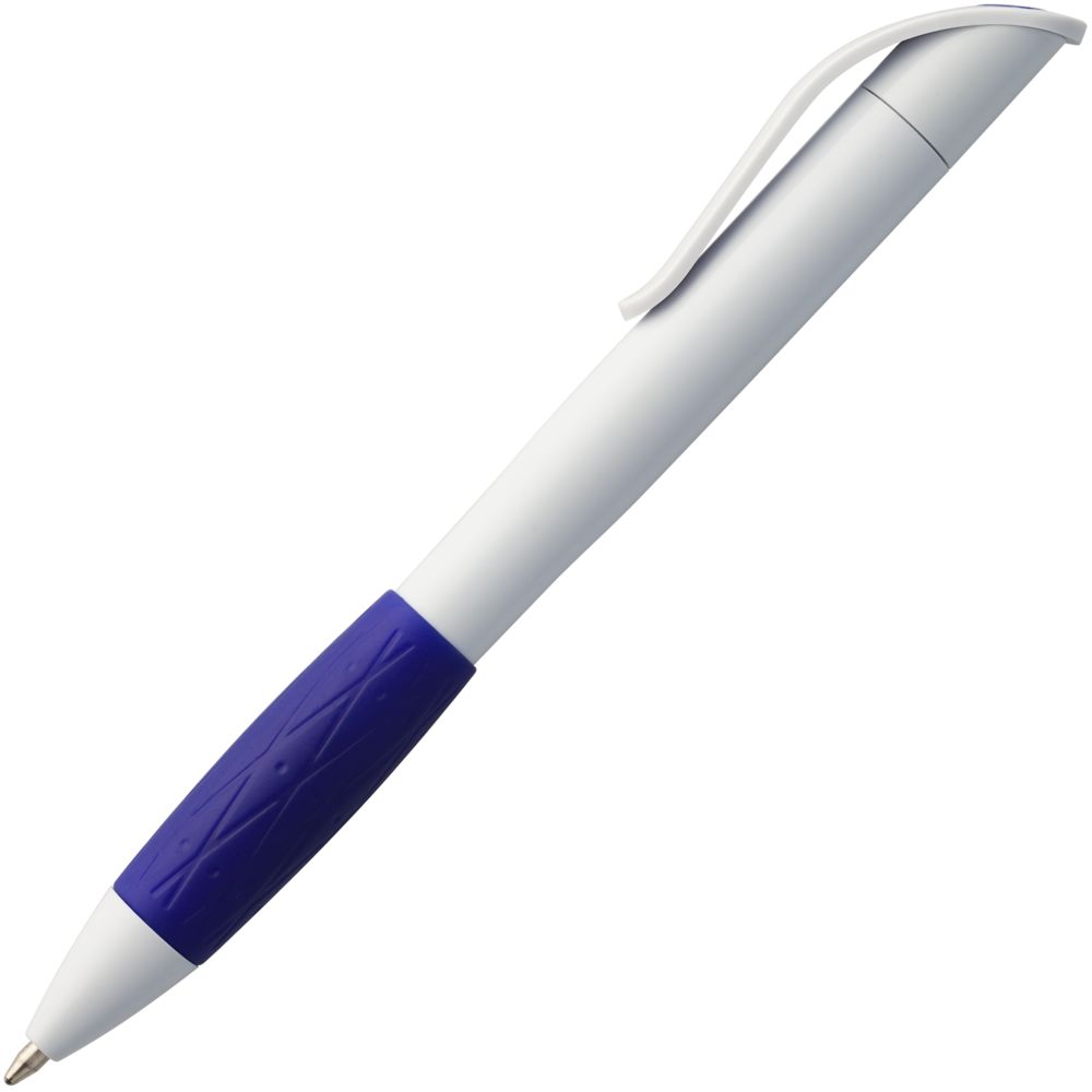 Ручка шариковая Grip, белая (молочная) с синим Ручка шариковая Grip, белая (молочная) с синим