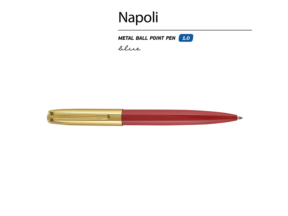 Ручка металлическая шариковая Napoli, красный/золотистый Ручка металлическая шариковая Napoli, красный/золотистый