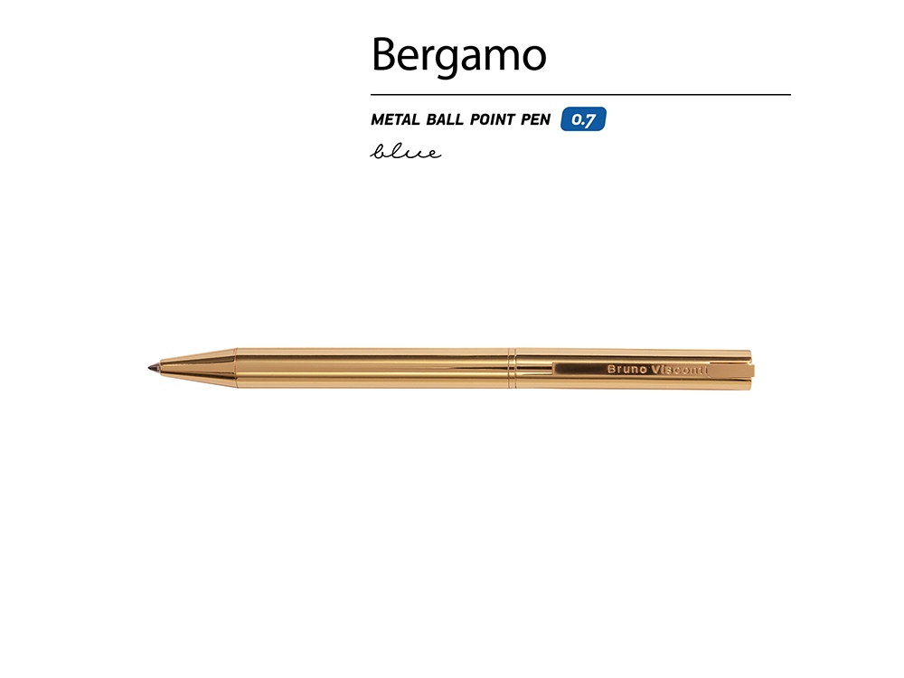 Ручка металлическая шариковая Bergamo, золотистый Ручка металлическая шариковая Bergamo, золотистый
