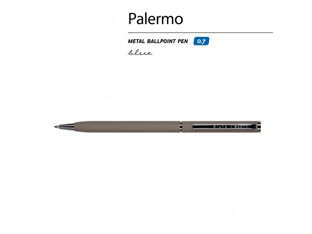 Ручка Palermo шариковая автоматическая, серый металлический корпус 0,7 мм, синяя Ручка Palermo шариковая автоматическая, серый металлический корпус 0,7 мм, синяя