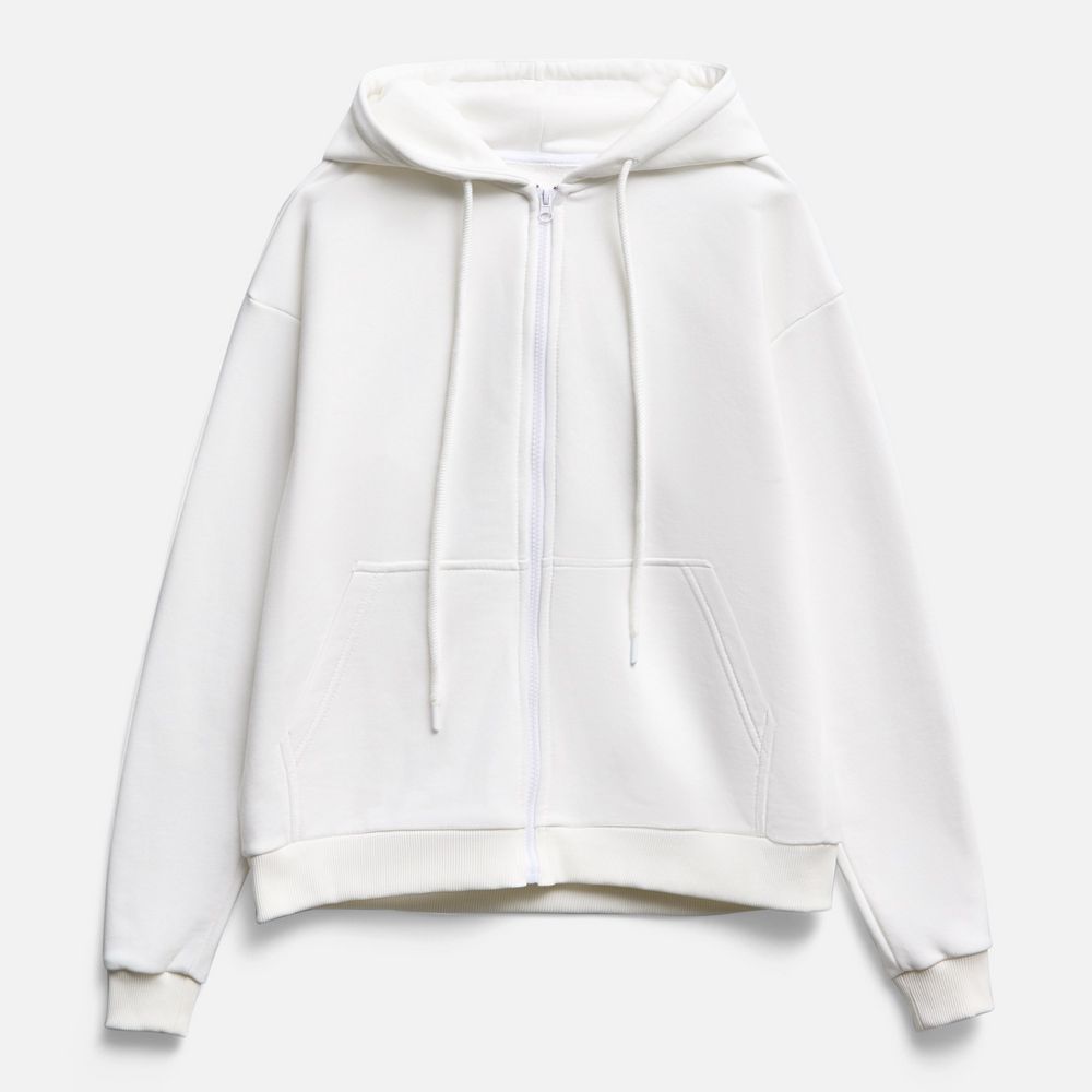 Толстовка унисекс оверсайз на молнии Zippy Terry, белая