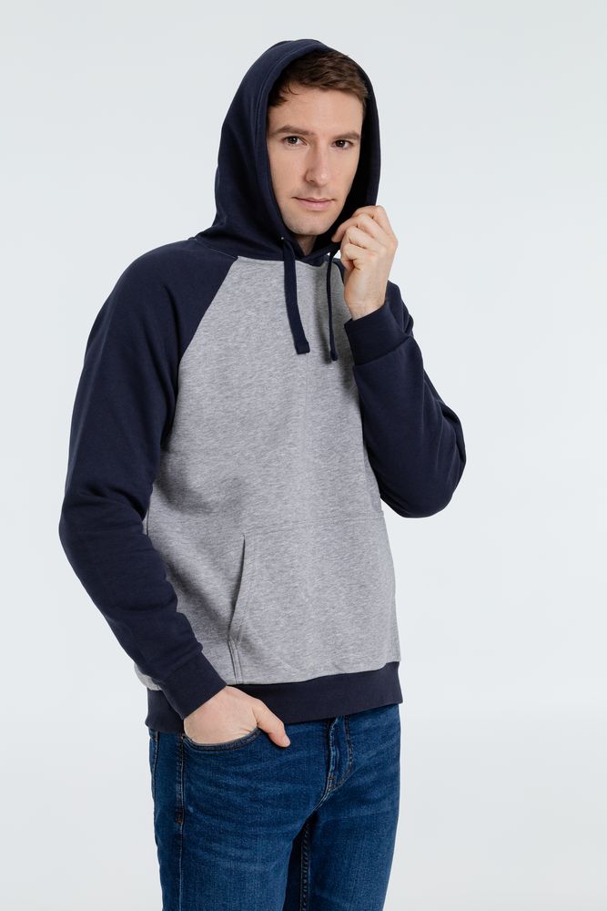 Толстовка унисекс Seattle, серый меланж с темно-синим