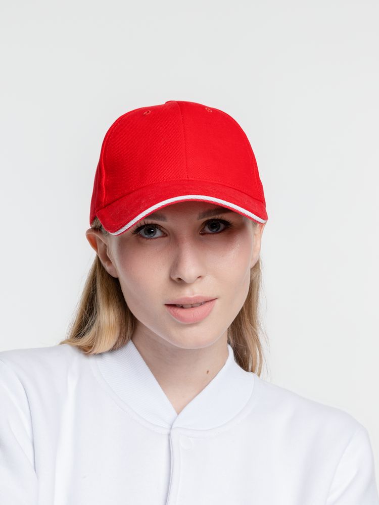 Бейсболка Generic, красная с белым кантом Бейсболка Generic, красная с белым кантом