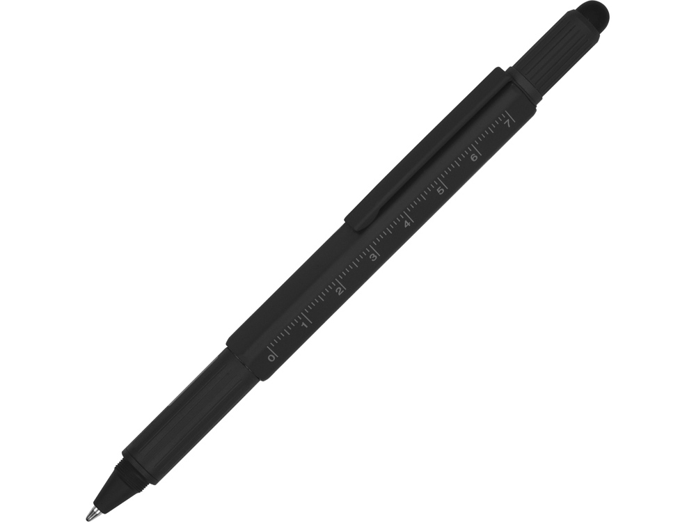 Ручка шариковая металлическая Tool, черный. Встроенный уровень, мини отвертка, стилус Ручка шариковая металлическая Tool, черный. Встроенный уровень, мини отвертка, стилус