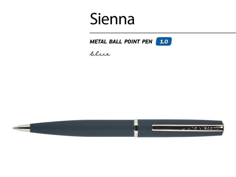 Ручка Sienna шариковая автоматическая, синий металлический корпус, 1.0 мм, синяя Ручка Sienna шариковая автоматическая, синий металлический корпус, 1.0 мм, синяя