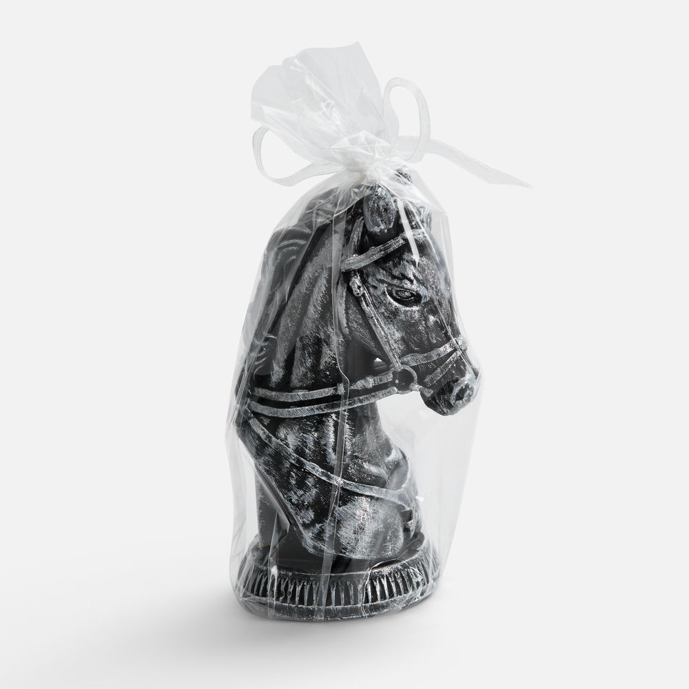 Свеча фигурная «Бюст лошади», серебристая