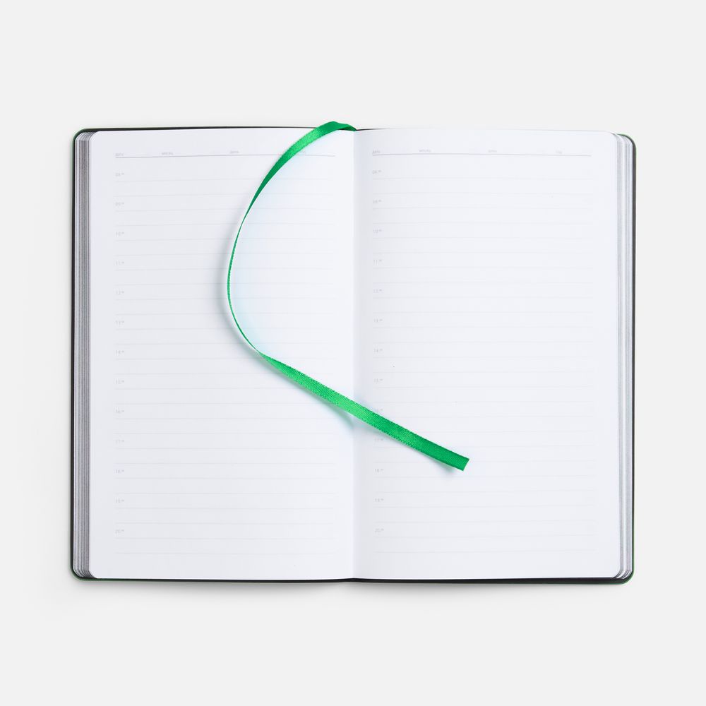 Ежедневник Trait, недатированный, черный с зеленым