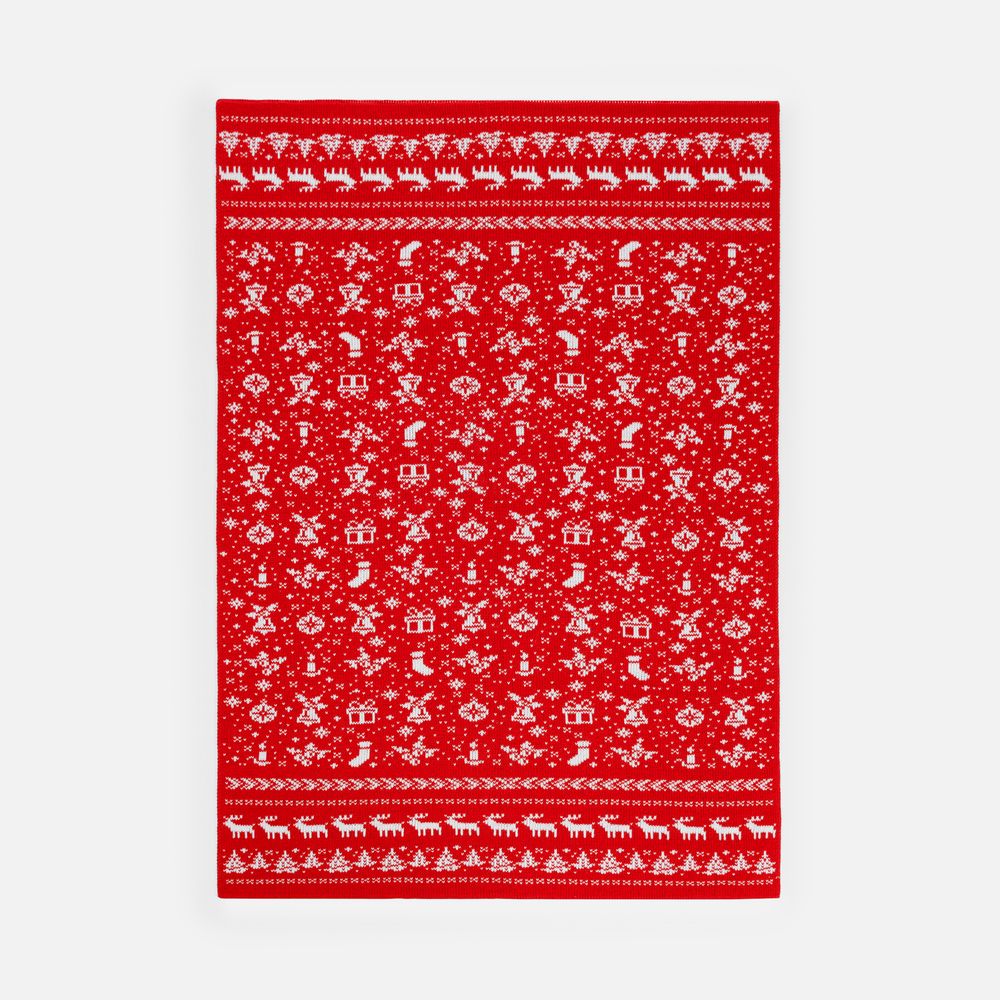 Плед Holidale, красный с молочным