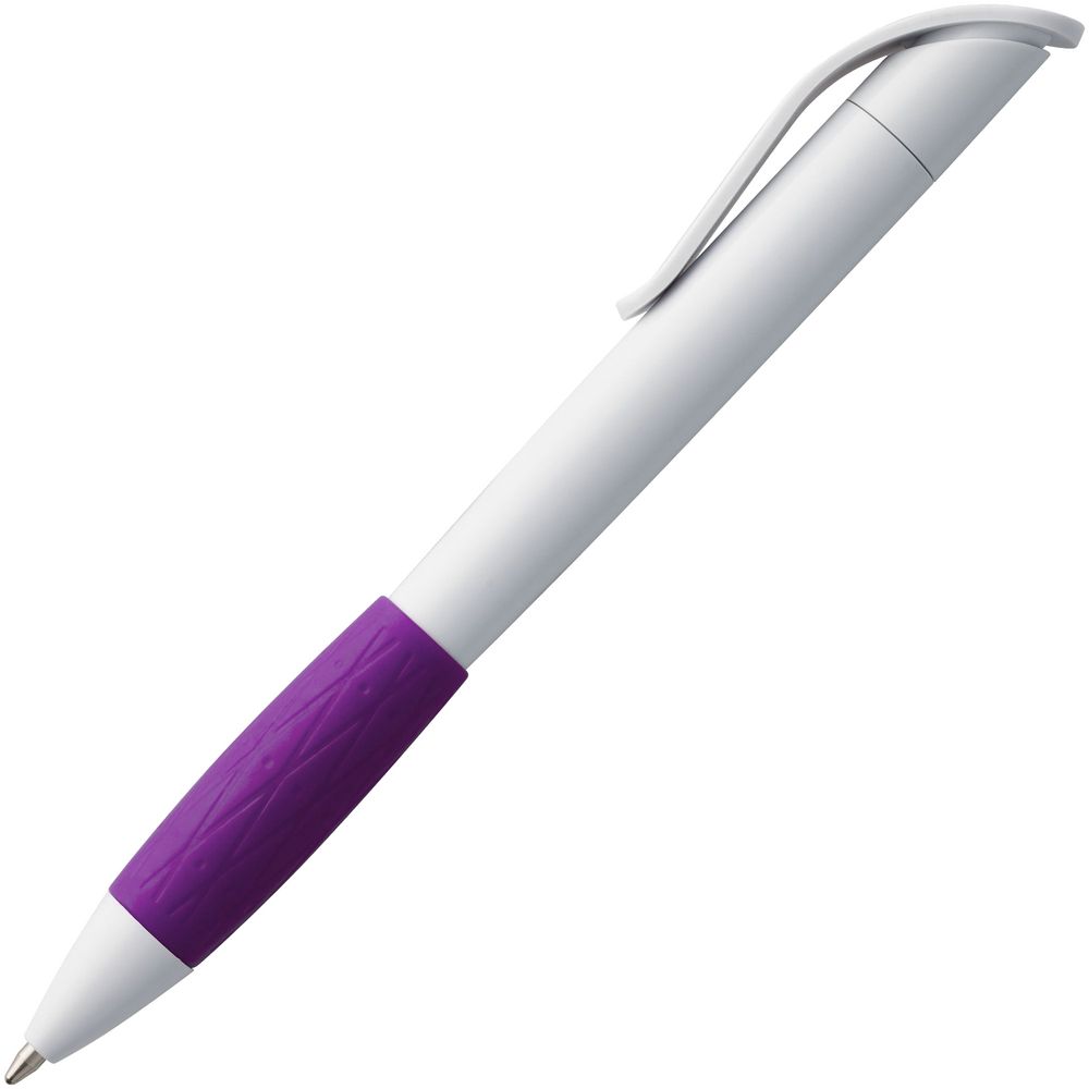 Ручка шариковая Grip, белая с фиолетовым Ручка шариковая Grip, белая с фиолетовым