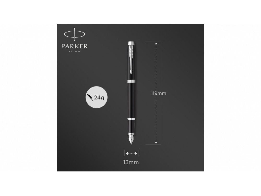 Перьевая ручка Parker IM Mat Black CT, перо: F, цвет чернил: blue, в подарочной упаковке. Перьевая ручка Parker IM Mat Black CT, перо: F, цвет чернил: blue, в подарочной упаковке.
