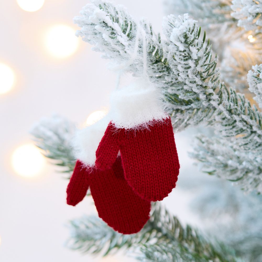 Подвеска на елку «Вьюжка», варежки, красная