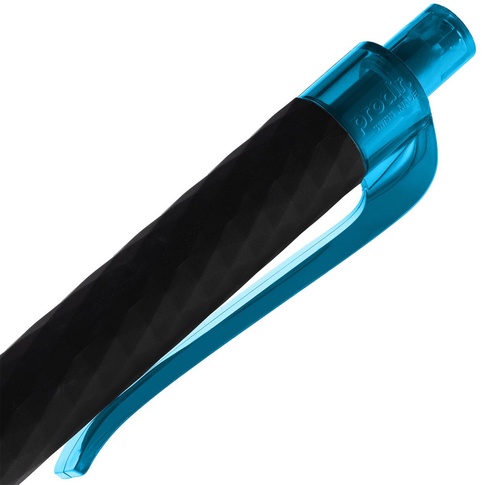 Ручка шариковая Prodir QS01 PRT-P Soft Touch, черная с голубым Ручка шариковая Prodir QS01 PRT-P Soft Touch, черная с голубым