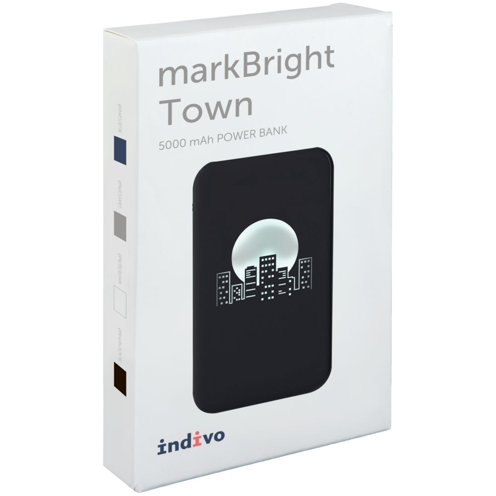 Аккумулятор с подсветкой markBright Town, 5000 мАч, черный Аккумулятор с подсветкой markBright Town, 5000 мАч, черный