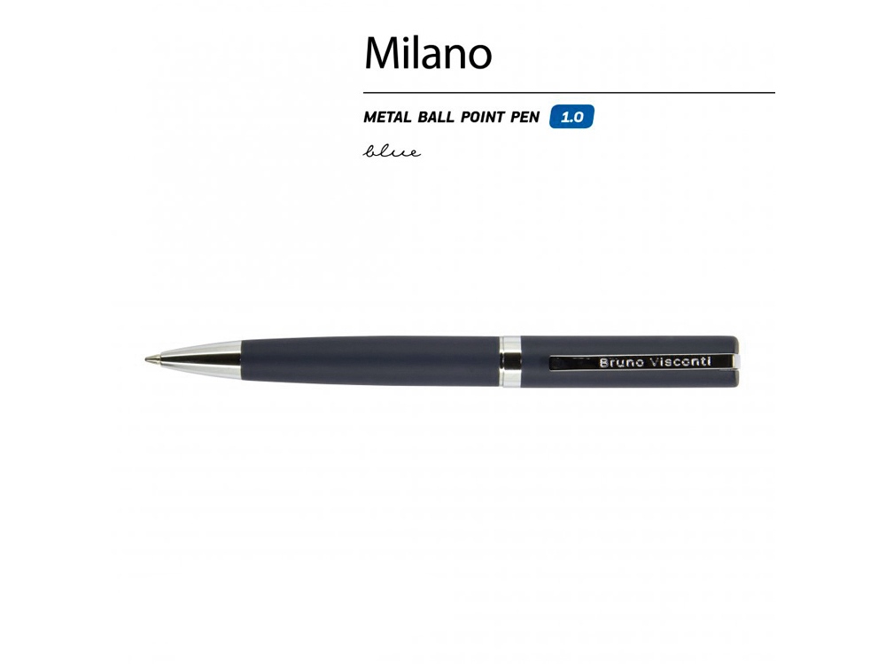 Ручка шариковая автоматическая BrunoVisconti® MILANO цвет корпуса синий, 1 мм Ручка шариковая автоматическая BrunoVisconti® MILANO цвет корпуса синий, 1 мм