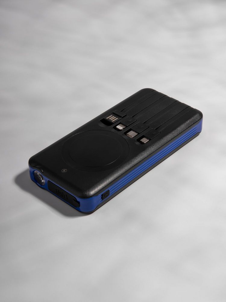 Аккумулятор с беспроводной зарядкой Holiday Maker Wireless, 10000 мАч, синий