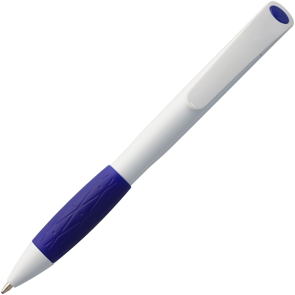 Ручка шариковая Grip, белая (молочная) с синим Ручка шариковая Grip, белая (молочная) с синим