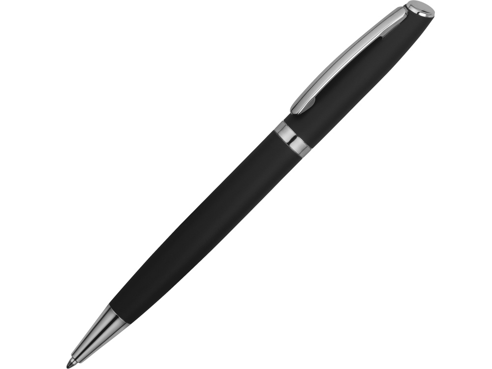 Ручка металлическая шариковая Flow soft-touch, черный/серебристый Ручка металлическая шариковая Flow soft-touch, черный/серебристый