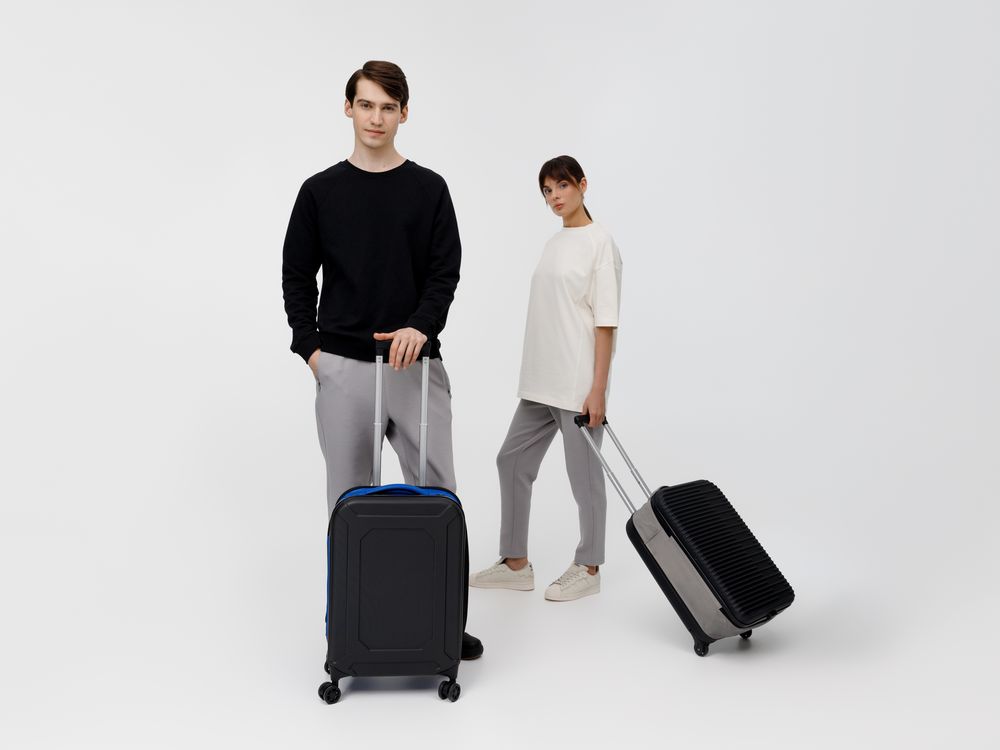 Чемодан Platta, черный с синим