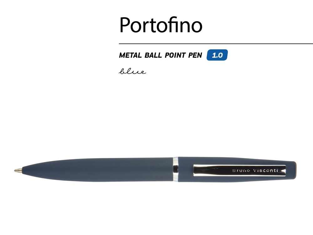 Ручка Portofino шариковая автоматическая, синий металлический корпус, 1.0 мм, синяя Ручка Portofino шариковая автоматическая, синий металлический корпус, 1.0 мм, синяя