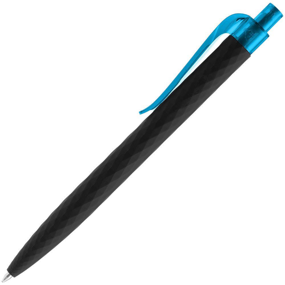 Ручка шариковая Prodir QS01 PRT-P Soft Touch, черная с голубым Ручка шариковая Prodir QS01 PRT-P Soft Touch, черная с голубым