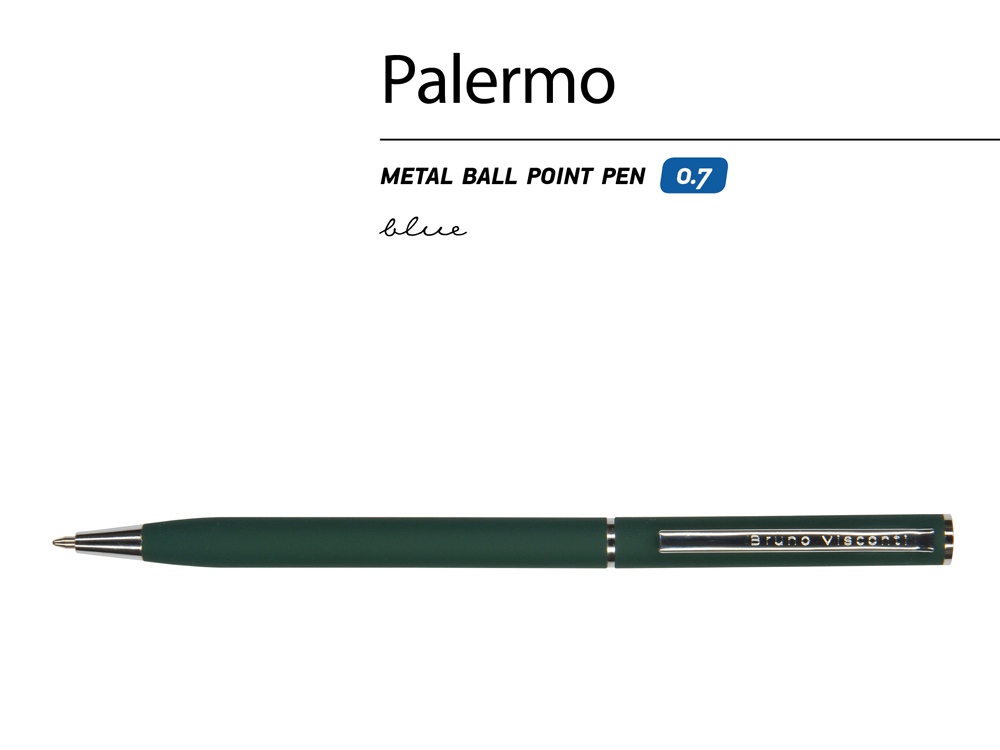 Ручка Palermo шариковая автоматическая, зеленый металлический корпус, 0,7 мм, синяя Ручка Palermo шариковая автоматическая, зеленый металлический корпус, 0,7 мм, синяя