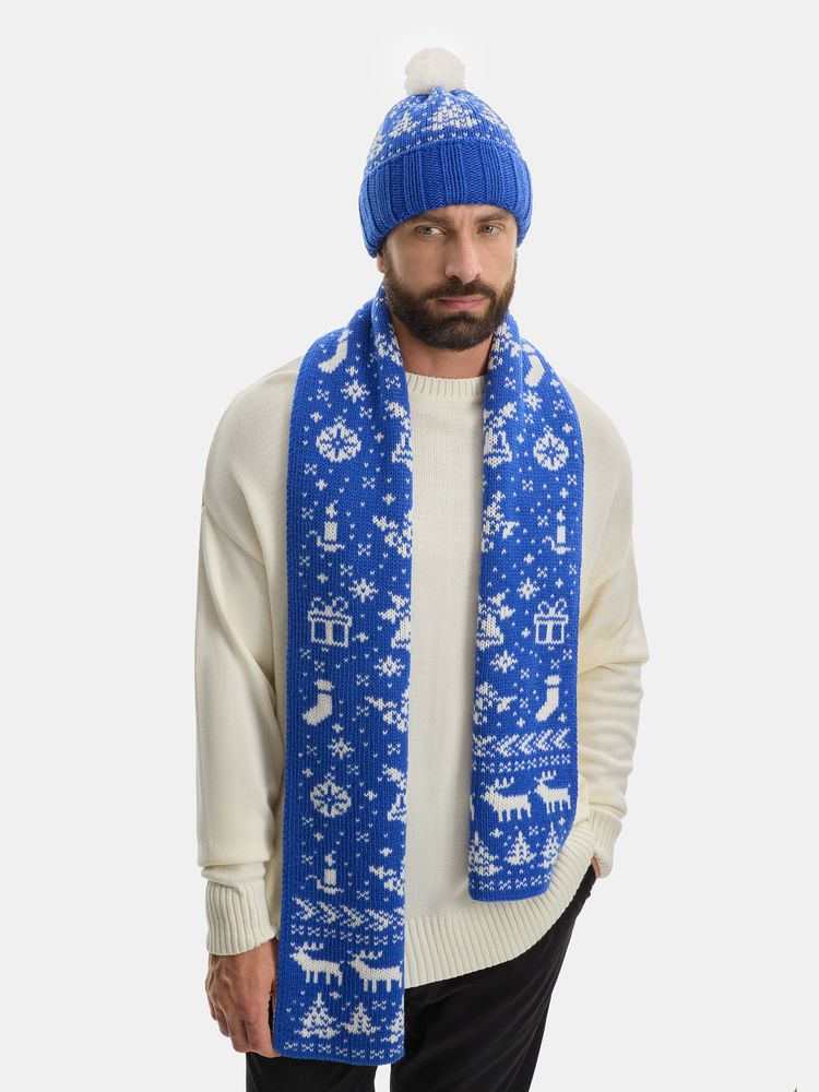 Шарф Holidale, синий с молочным