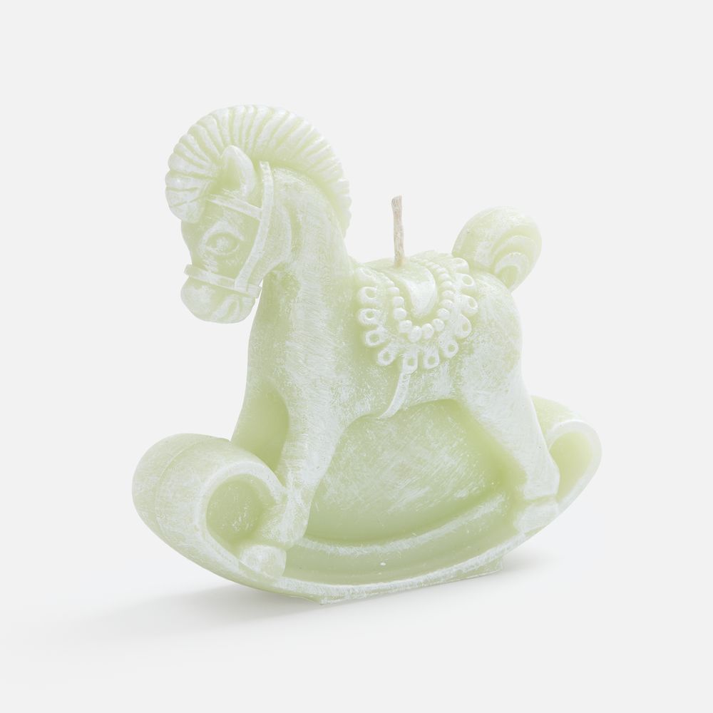 Свеча фигурная «Лошадка-качалка», светло-зеленая