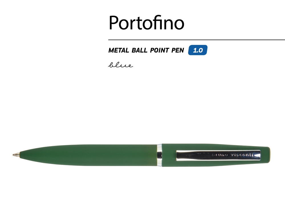 Ручка Portofino шариковая автоматическая, зеленый металлический корпус, 1.0 мм, синяя Ручка Portofino шариковая автоматическая, зеленый металлический корпус, 1.0 мм, синяя