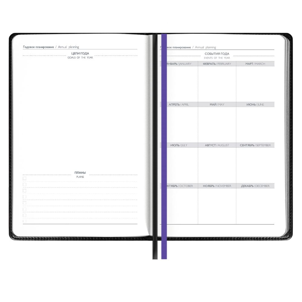 Ежедневник Alanis, недатированный, черный с фиолетовым