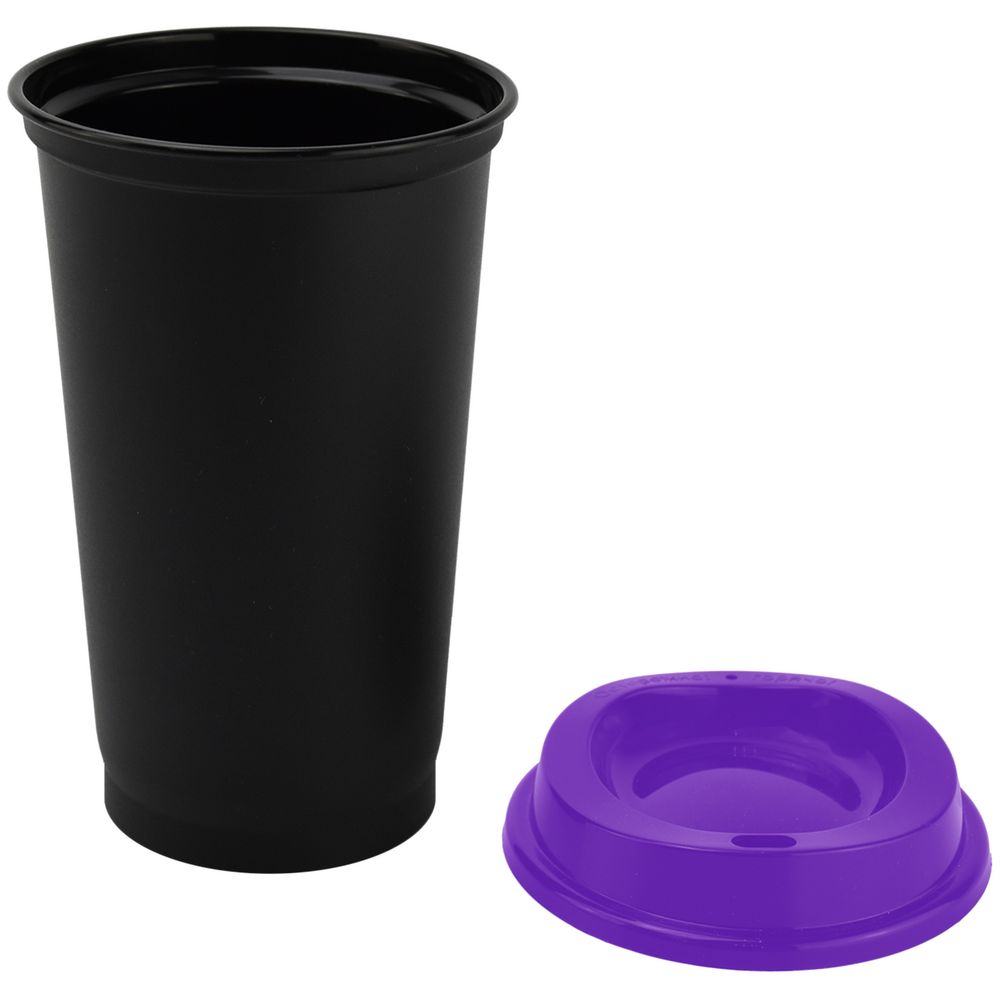 Стакан с крышкой Color Cap Black, черный с фиолетовым Стакан с крышкой Color Cap Black, черный с фиолетовым
