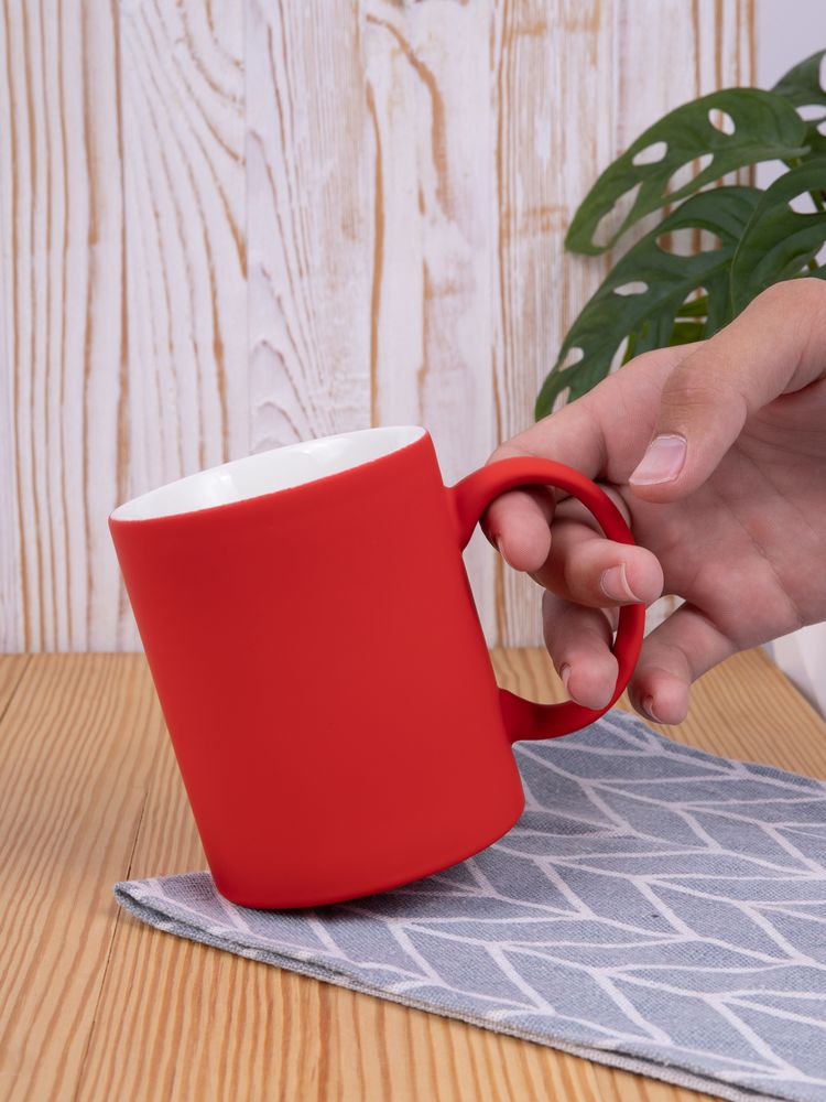Кружка Promo Soft с покрытием софт-тач, ярко-красная