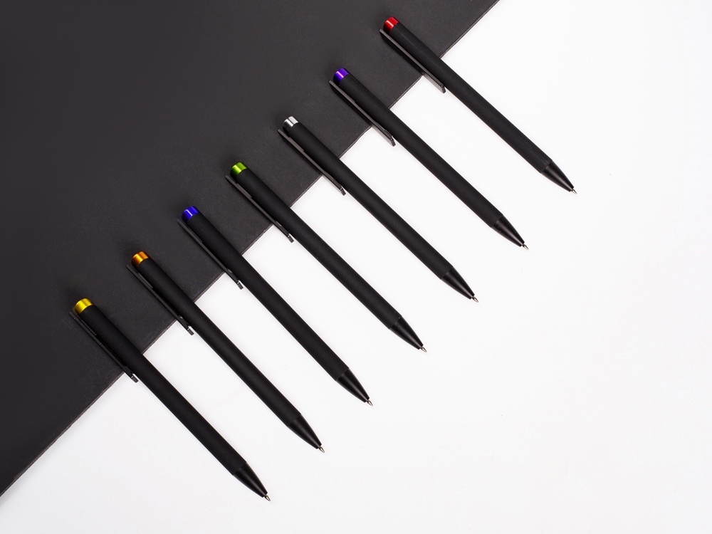 Ручка металлическая шариковая Taper Metal софт-тач с цветным зеркальным слоем, черный с желтым Ручка металлическая шариковая Taper Metal софт-тач с цветным зеркальным слоем, черный с желтым