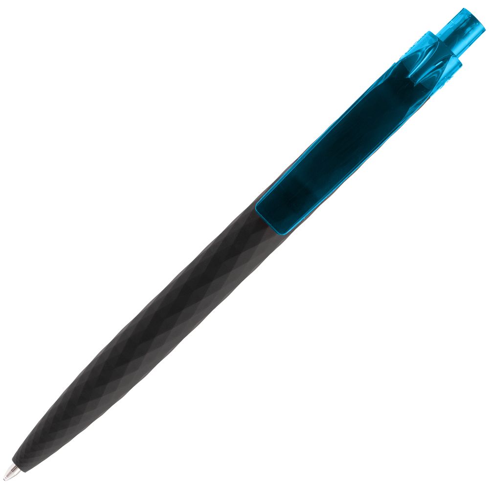 Ручка шариковая Prodir QS01 PRT-P Soft Touch, черная с голубым Ручка шариковая Prodir QS01 PRT-P Soft Touch, черная с голубым