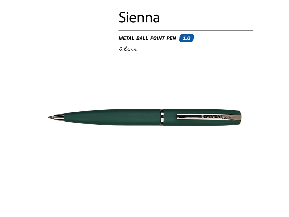 Ручка металлическая шариковая Sienna, софт-тач, 1.0 мм, зеленый Ручка металлическая шариковая Sienna, софт-тач, 1.0 мм, зеленый