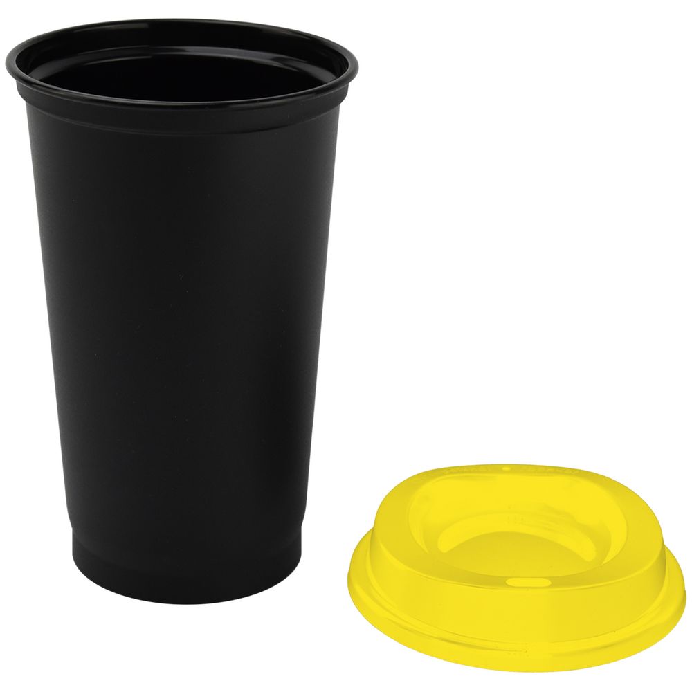 Стакан с крышкой Color Cap Black, черный с желтым Стакан с крышкой Color Cap Black, черный с желтым