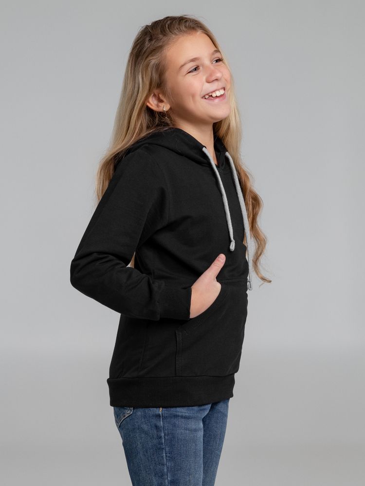 Толстовка с капюшоном детская Kirenga Kids, черная Толстовка с капюшоном детская Kirenga Kids, черная