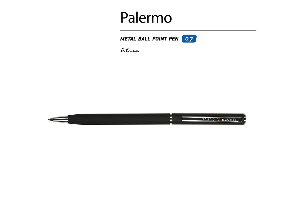 Ручка шариковая автоматическая BrunoVisconti® PALERMO цвет корпуса черный, soft-touch, 0.7 мм