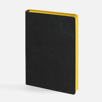 Ежедневник Doppio, недатированный, черный с желтым