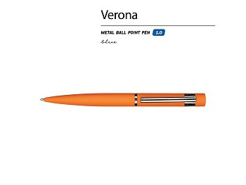 Ручка металлическая шариковая Verona, софт-тач, 1.0 мм, оранжевый