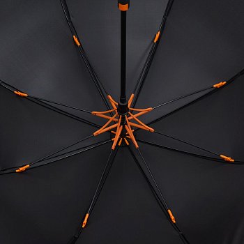 Зонт-трость Hidecolor с цветными спицами, черный с оранжевым