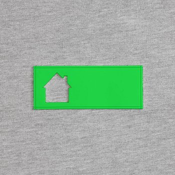 Лейбл из ПВХ с вырубкой «Дом», зеленый неон