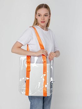 Шопер Clear Fest, прозрачный с оранжевыми ручками