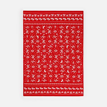 Плед Holidale, красный с молочным