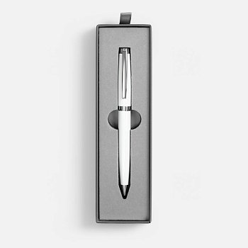 Ручка шариковая Letra Chrome в футляре, белая