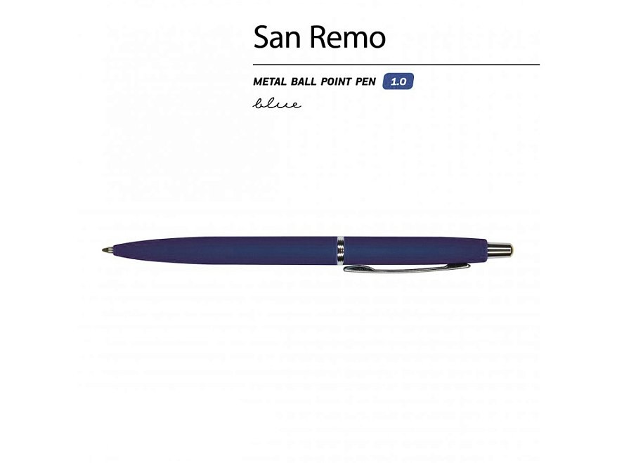 Ручка металлическая шариковая San Remo, 1,0мм, синие чернила, ярко-синий
