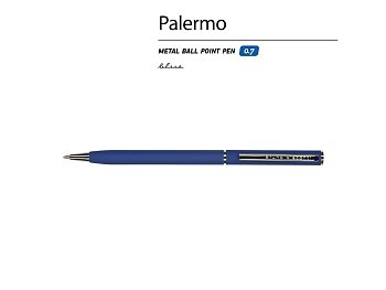 Ручка шариковая автоматическая BrunoVisconti® PALERMO цвет корпуса синий, soft-touch, 0.7 мм